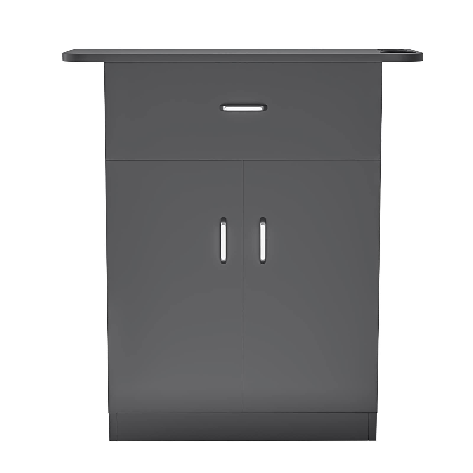 Paddie Paddie Barber Cabinet Storage Station, Free Standing Beauty Hair Stations for Salon Barber Utility Unit with Holders Styling Salon Spa Equipment with Drawer and Cabinet