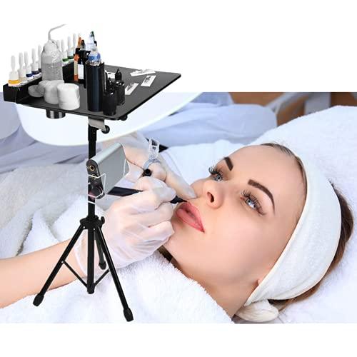 Zoternen Tattoo Workstation, Height Adjustable Salon Service Tray Portable Detachable Tripod Stand Tattoo Desk Table Tattoo Mobile Work Station Stand for Beauty Salon Tattoo Equipment