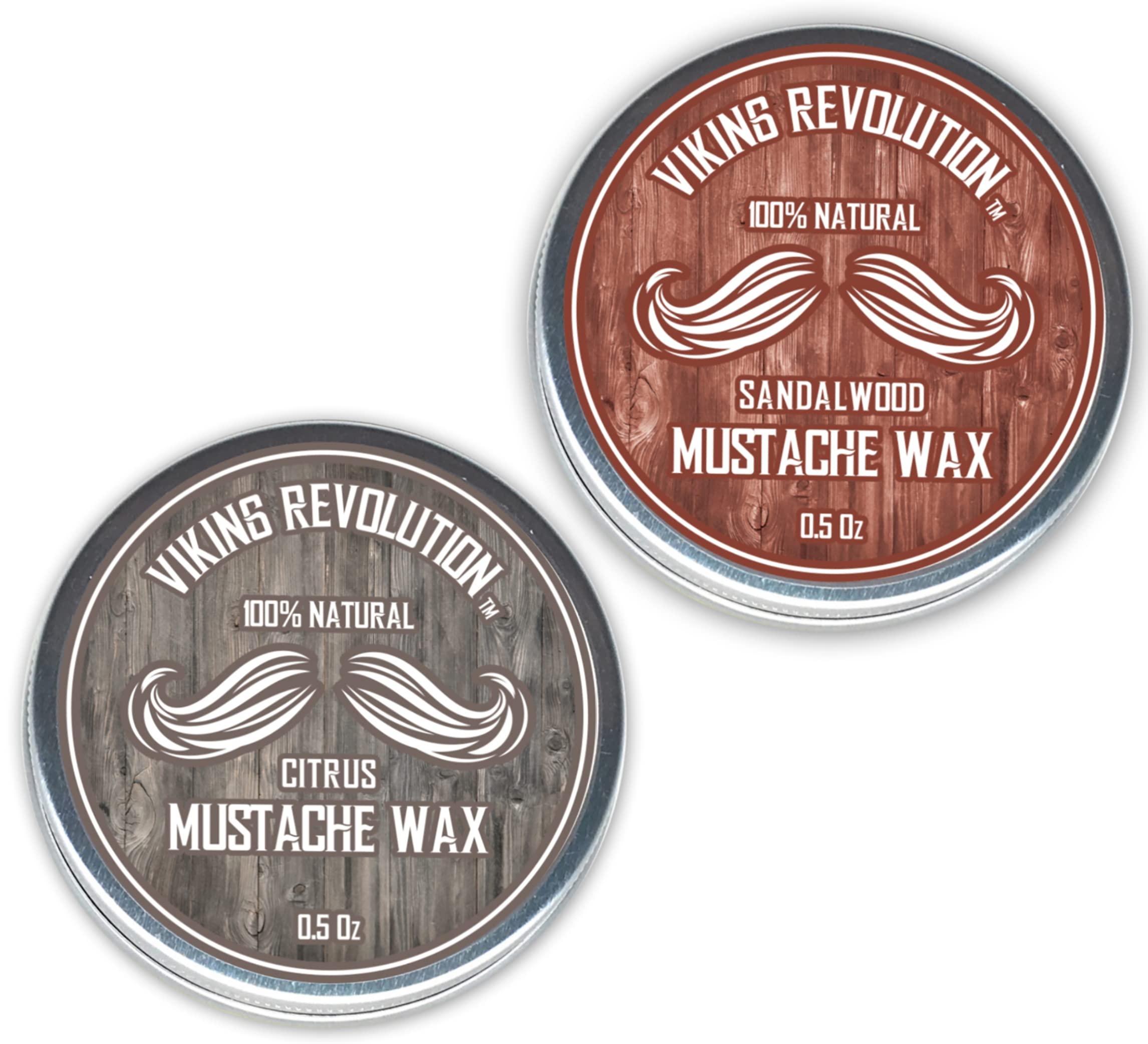 Viking Revolution Viking Revolution Mustache Wax 2 Pack - Beard & Moustache Wax for Men - Strong Hold Helps Train Tame & Style (Citrus & Sandalwood, 2 pack)
