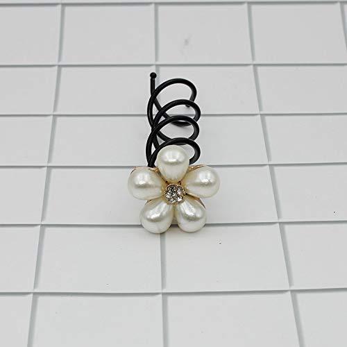 Suoirblss 5PCS Imitation Pearl Spiral Twist Screw Hair Pins Rhinestone Flower Hair Clips Spiral Bobby Pins Hair Bun Styling Tool Hair Accessories for Women Lady (A#)