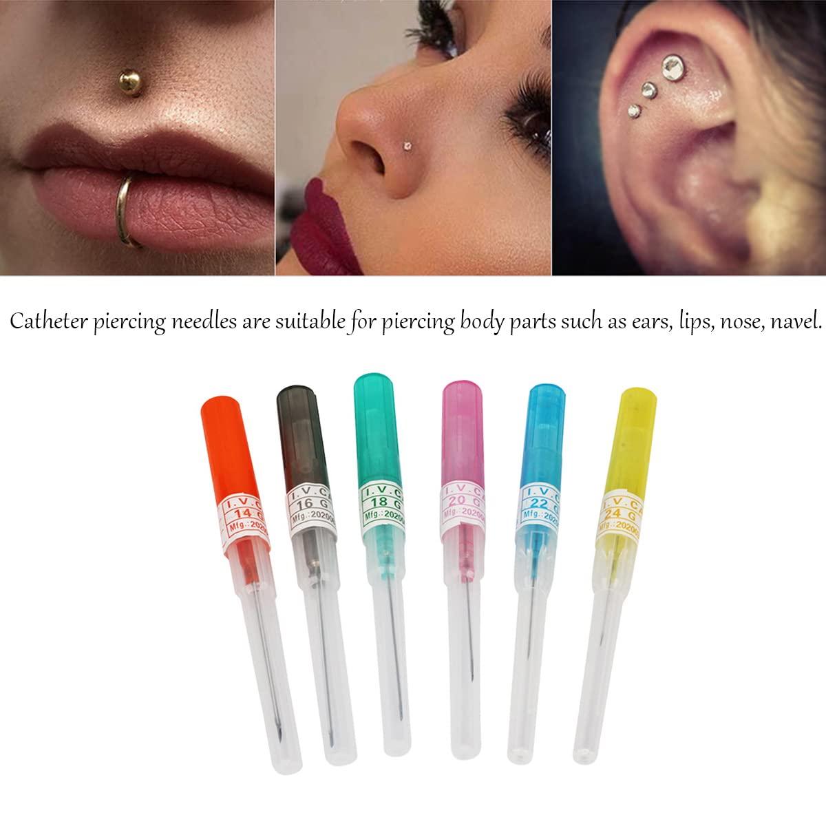 RUIFAR 30Pcs Piercing Needles Ear Catheter Piercing Needles Tattoo Needles IV Catheter Piercing & Tattoo Supplies, Hollow Needle Piercing Kit (20G(0.8mm))