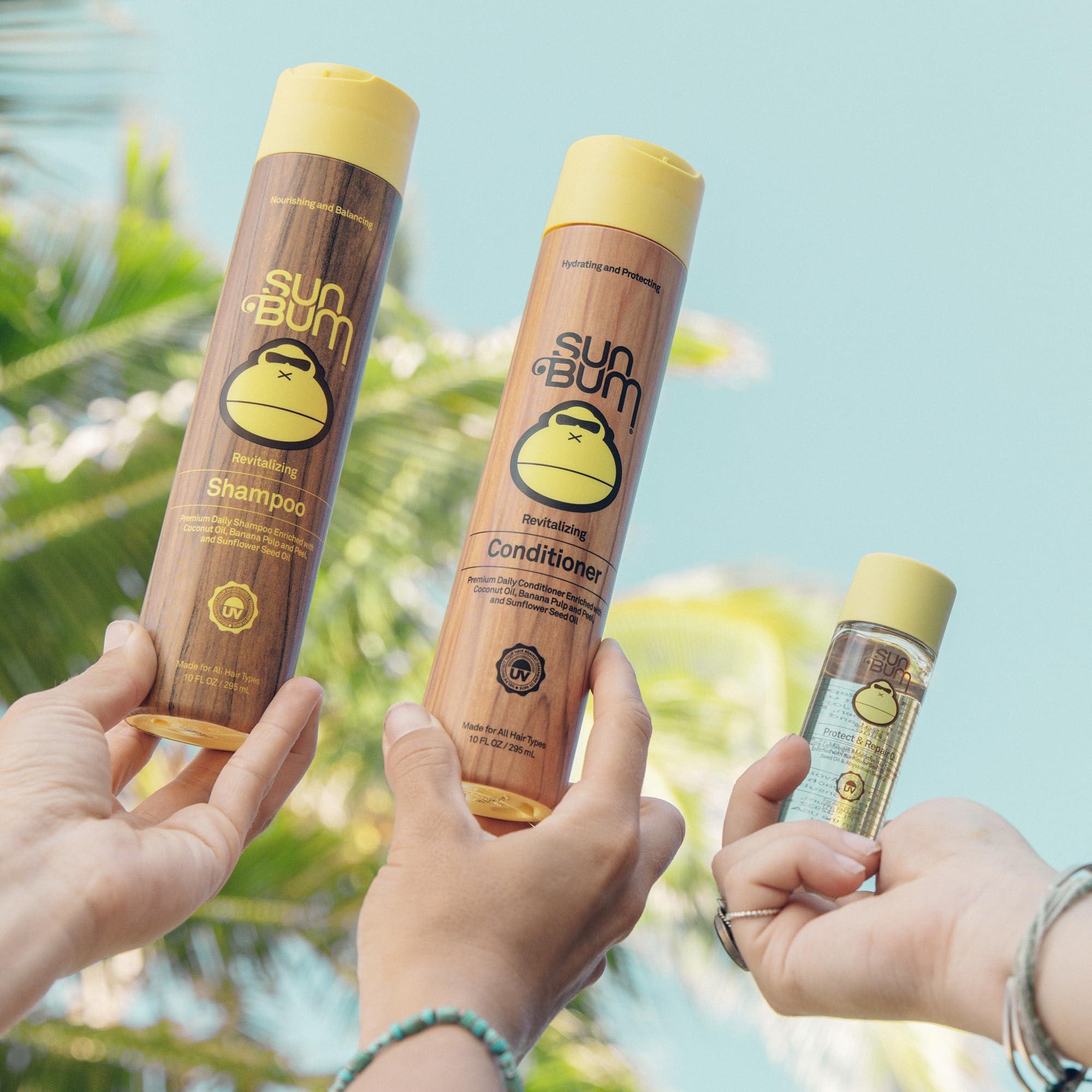 Sun Bum Sun Bum Revitalizing Protect & Repair Hair Oil with UV Protection, Jojoba Oil, 1.5 Fl Oz and Revitalizing Anti-Frizz Air Dry Styling Cream, 6 oz