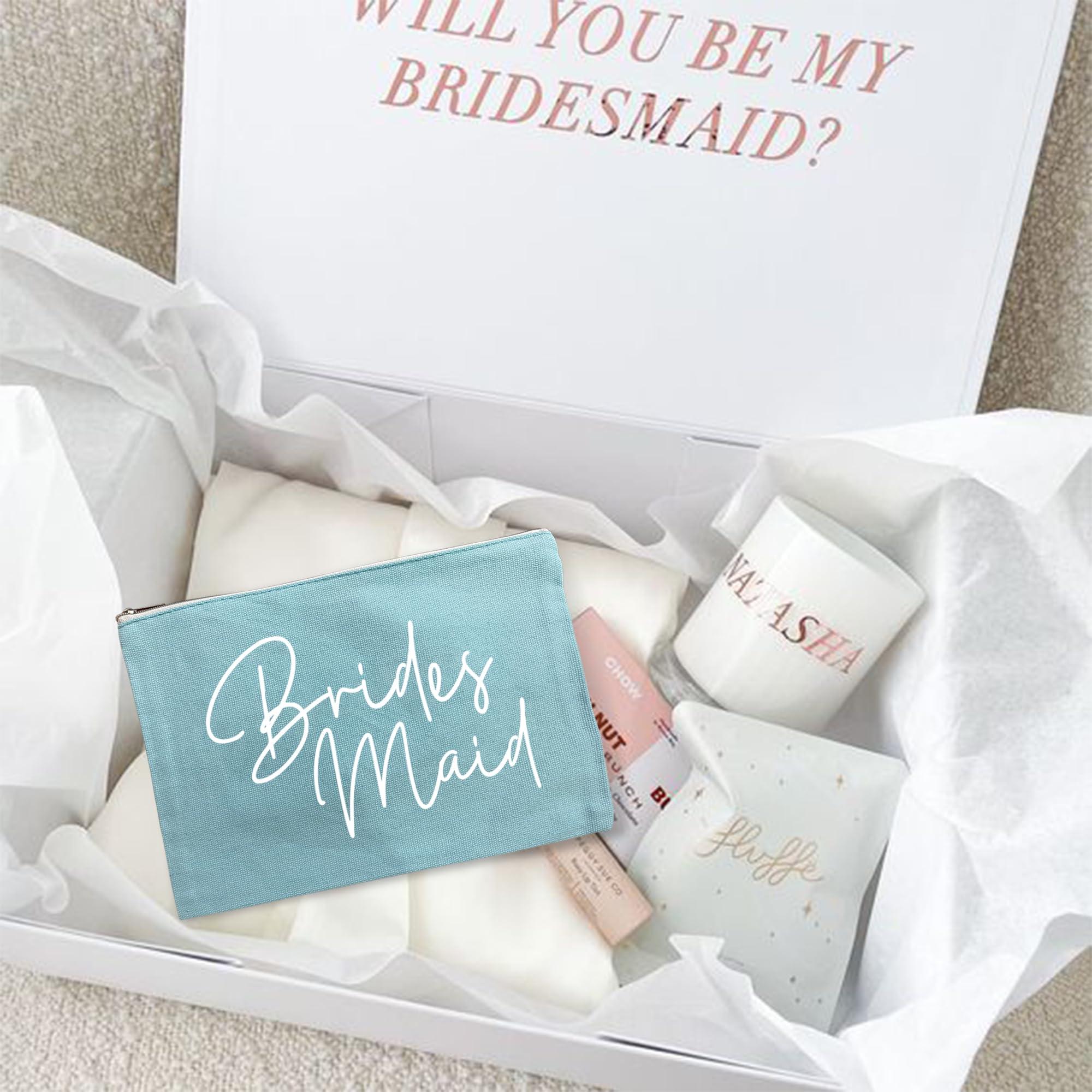 LADY&HOME LADY&HOME 6 Pcs Bridesmaid Makeup Bag Wedding Party Cosmetic Bag Bridesmaid Proposal Gifts for Bridal Shower,Wedding,Bachelorette (Turquoise Bridesmaid)