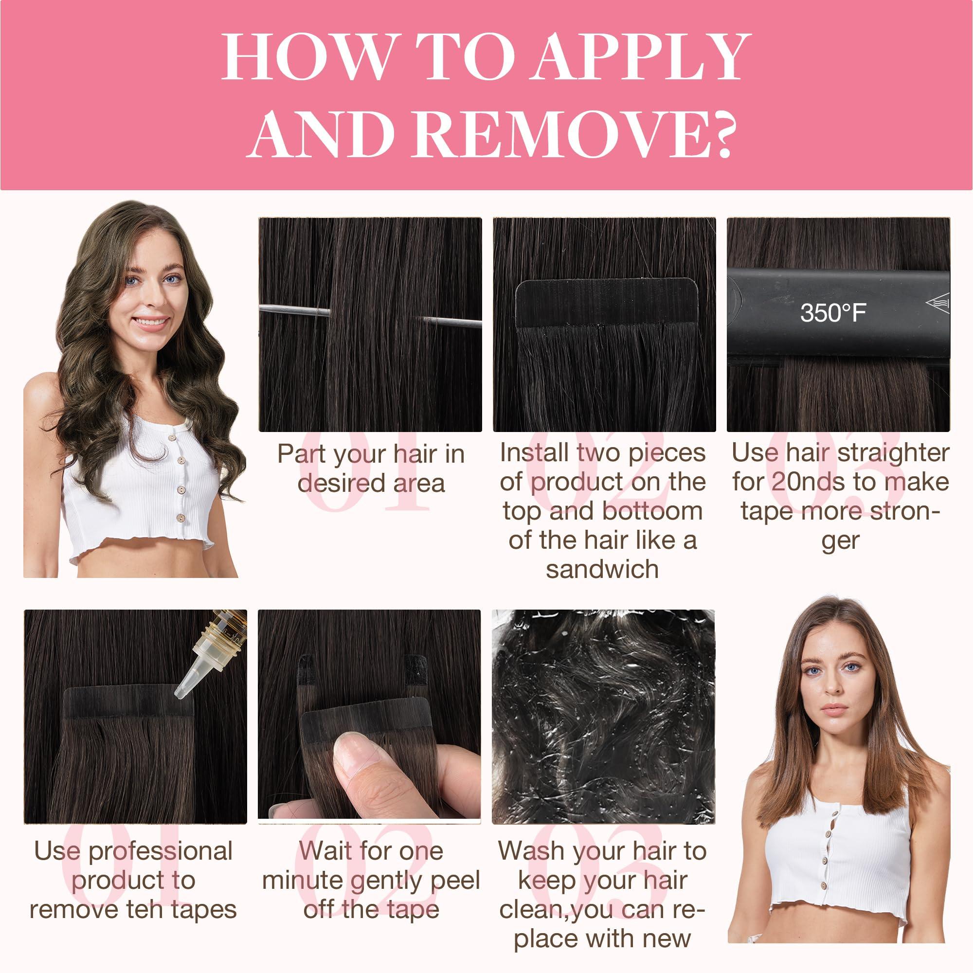 GOO GOO GOO GOO Tape in Hair Extensions Human Hair, 1B/16/1B Balayage Natural Black to Light Blonde, 18inch 50g 20pcs, Thick Ends Straight Seamless Tape in, Invisible Tape in Hair Extensions Human Hair