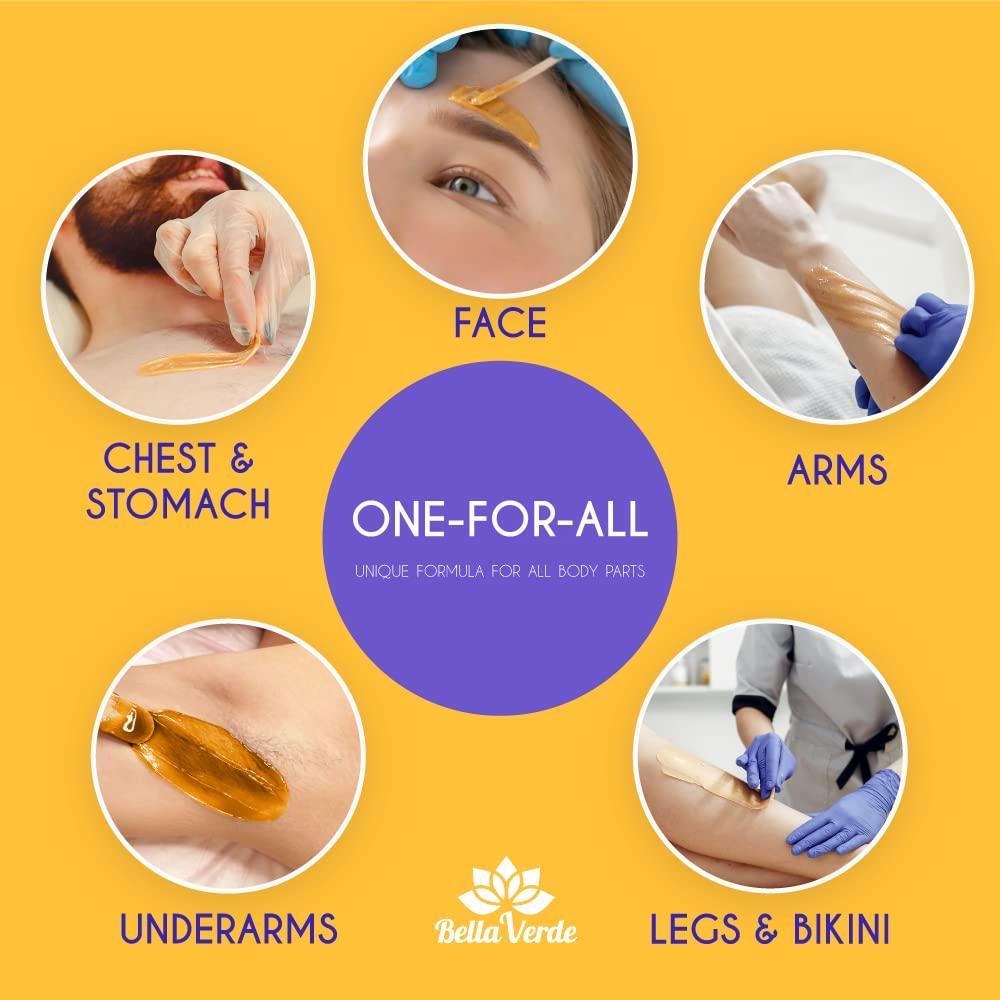 Bella Verde Bella Verde Pre and Post Waxing Care - Home Kit for Women and Men - Wax Beans 1.76lb - Hard Wax Beads for Hair Removal - Care for Brazilian Body Legs Eyebrows Face Lips Armpits