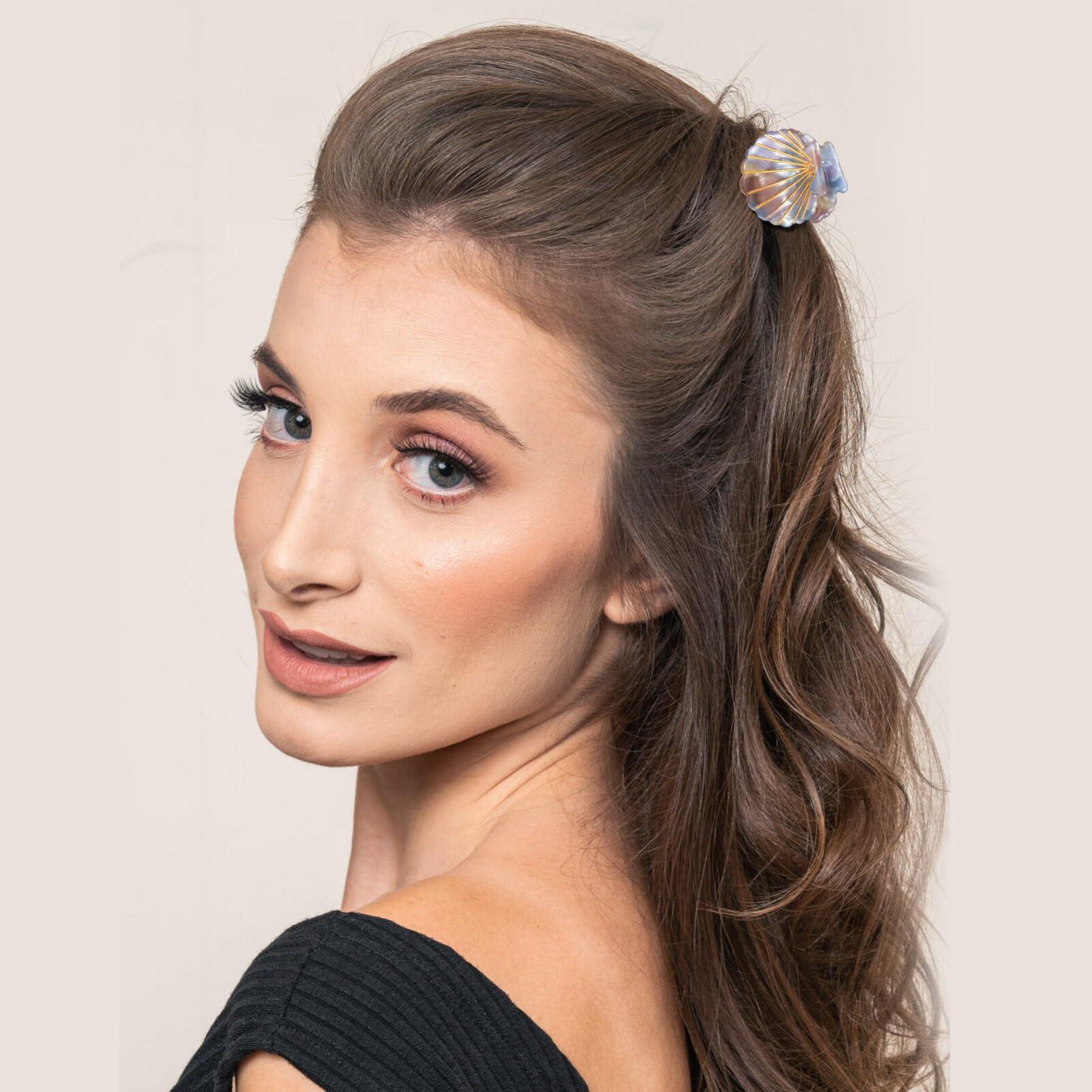 Luxshiny Luxshiny 4Pcs Sea Shell Hair Clip, Small Hair Claw Clips Princess Hair Clips Girl Hair Clips Beach Hair Accessories for Women Styling Hairdressing