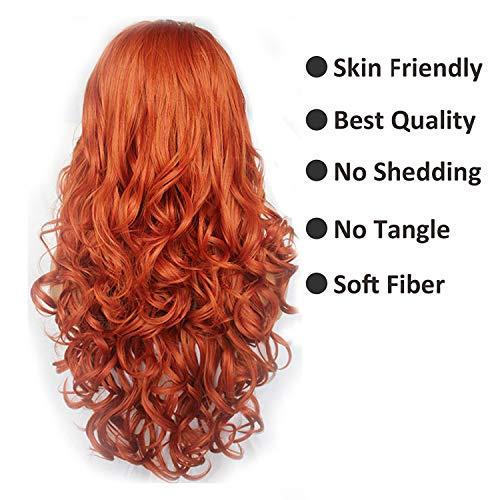 KXW KXW Ginger Wig, Orange Red Lace Front Wig, Long Wavy Curly Orange Red Synthetic Lace Front Wigs for Women with Pre Pluked Baby Hair for Girls Cosplay or Daily Wig (Orange Wig, 26in/65cm)