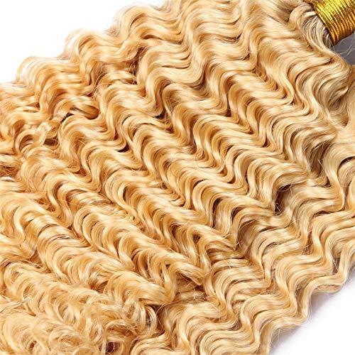 Tony beauty hair #1B/613 Blonde Ombre Deep Wave Brazilian Human Hair Weave Bundles 4Pcs Lot Black Roots Bleach Blonde Ombre Virgin Human Hair Weave Wefts Deep Wave Curly Bundles Double Wefts (28 28 28 28)