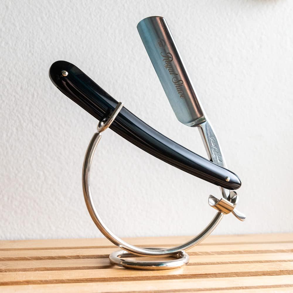 Royal Shave 5/8 Straight Razor Full Hollow Round Point Special Carbon Steel, Shave Ready Handmade Classic Wet Shaving Straight Razor (MADE IN GERMANY) Black Handle