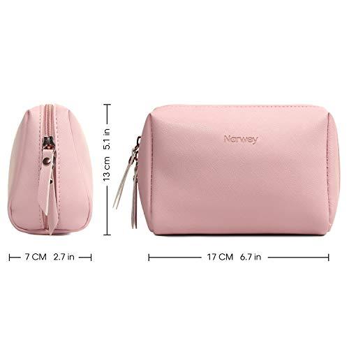 Narwey Narwey Small Vegan Leather Makeup Bag for Purse Travel Makeup Pouch Mini Cosmetic Bag for Women (Small, Pink)