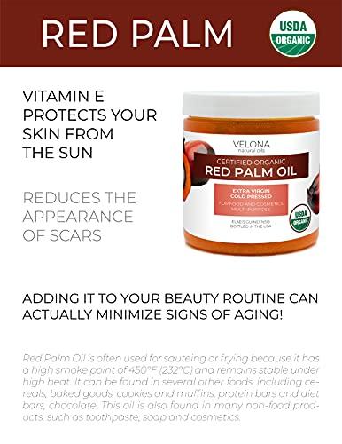 Velona Velona USDA Certified Organic Red Palm Oil 32 oz | Food and Cosmetic Grade | in jar | Extra Virgin, Cold Pressed | Skin, Face, Body, Hair Care | Use Today - Enjoy Results