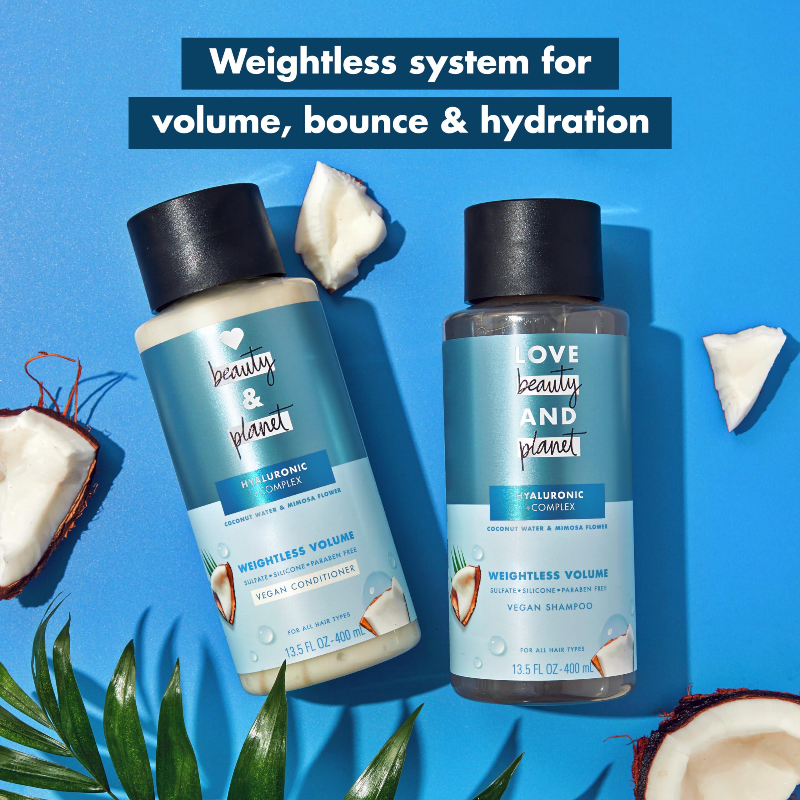 Love Beauty And Planet Love Beauty and Planet Volume and Bounty Thickening Coconut Water & Mimosa Flower Shampoo and Conditioner, 2 count Paraben Free, Silicone Free, and Vegan 13.5 oz