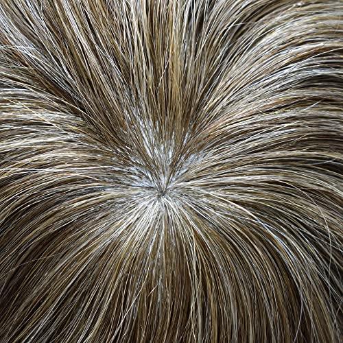 Generic Toupee For Men Hair Piece Real Human Hair Replacement System Full Poly Skin Mens Toupee Hairpieces Men Hair Prosthesis Units Protesis Capilar8X10Medium light density#1840 18# MEDIUM BLONDE+40% GREY