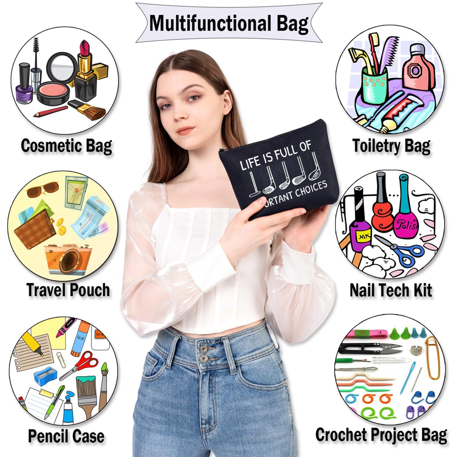 BDPWSS BDPWSS Golf Gifts For Women Golfers Golfing Accessories Golf Player Gift Life Is Full Of Important Choices Golf Makeup Bag (Choice golf blbag)