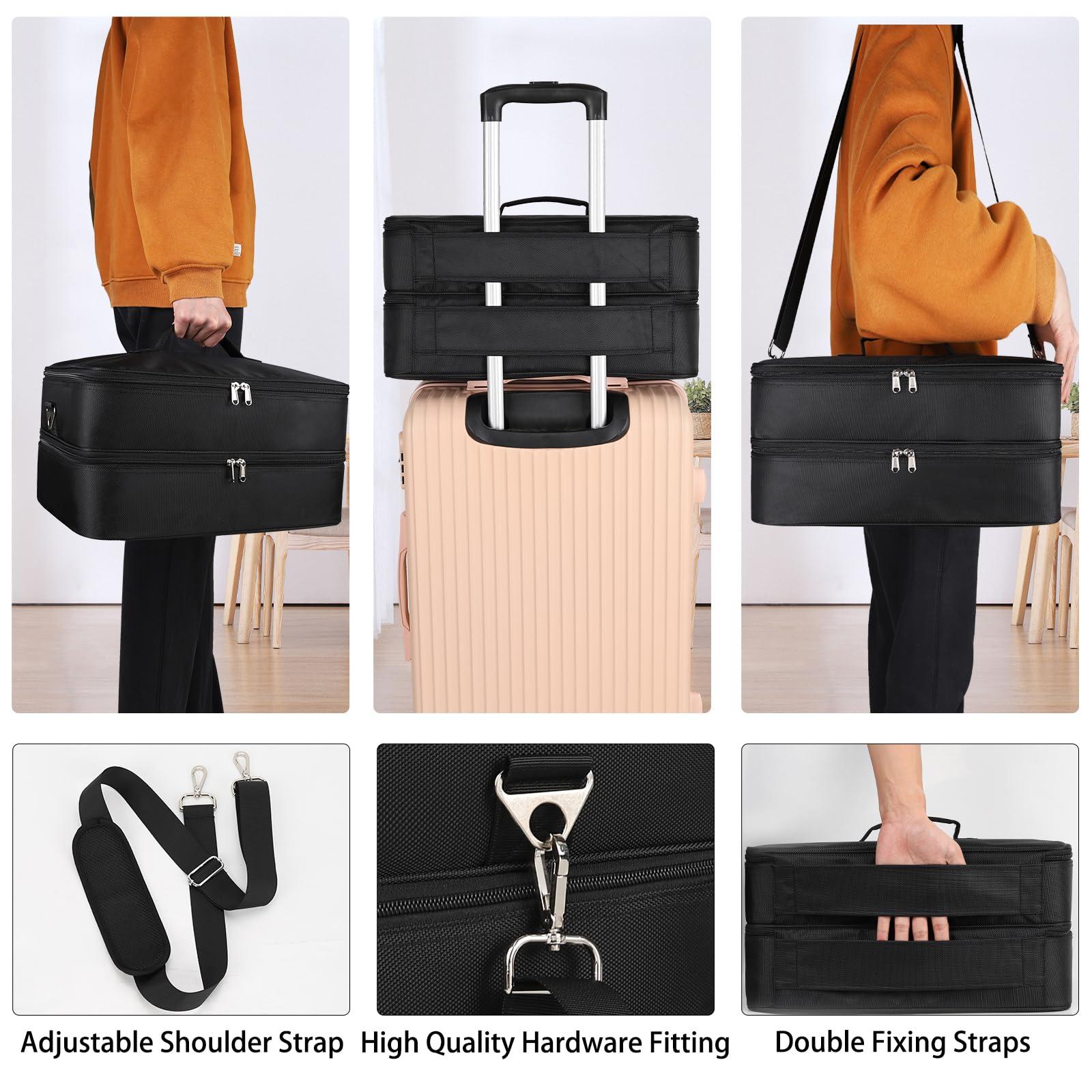OCHEAL Extra Large Makeup Case, Professional Makeup Train Case for Makeup Artist Traveling Organizer, Double Layer XL Cosmetic Travel Case for Cosmetology with 3 Detachable compartments and 3 Makeup Bags