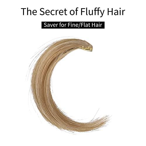 REECHO REECHO 2 pack 4 inch Short Thick Hairpieces Adding Extra Hair Volume Clip in Hair Extensions Hair Topper for Thinning Hair Women Color Golden Blonde with Highlights