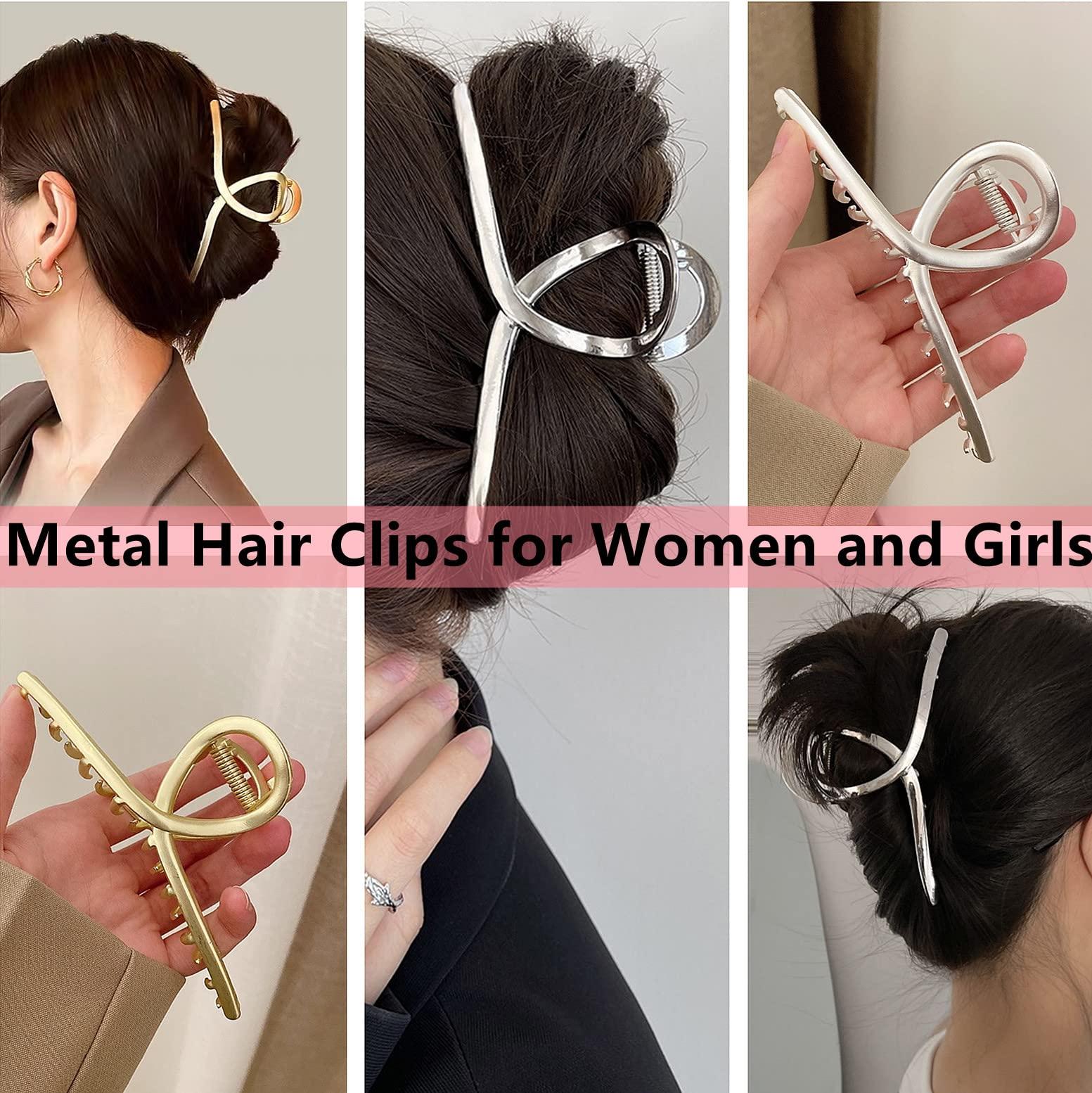 MirthCity MirthCity 3 Pcs Big Metal Hair Claw Clips for Thick Hair Elegant Banana Hair Clips for Women Non-Slip Barrette Hair Clips Hair Accessories for Women Girls