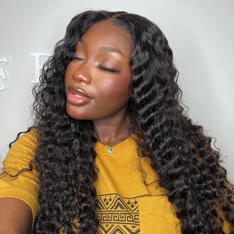 ISEE ISEE Hair Wear and Go Glueless Wig for Beginners Wigs Deep Wave Glueless Wigs Human Hair Pre Plucked New Upgraded No Glue 4x4 HD Lace Closure Wigs Human Hair for Black Women with Baby Hair 24 Inch