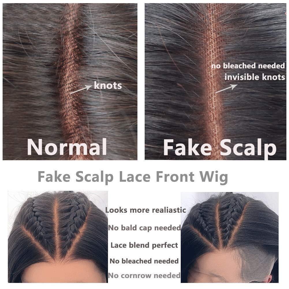 Prime Kitty Short Lace Front Wigs Human Hair Pre Plucked Bleached Knots Kinky Straight Short Wigs for Black Women with Baby Hair Medium Cap Fake Scalp Natural Black 13x4 Human Hair Lace Frontal Wig 180% 8\"