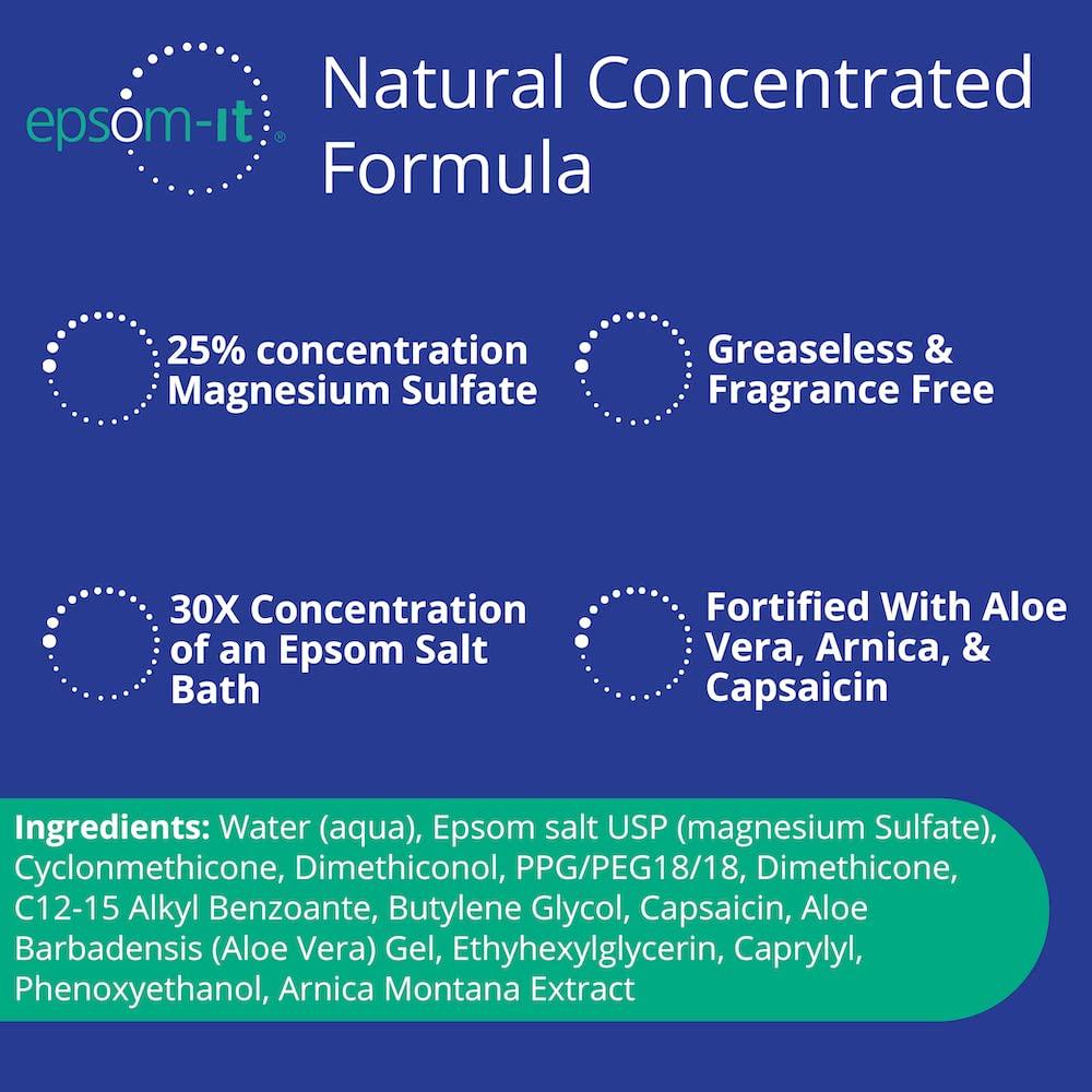 EPSOM-IT EPSOM-IT Soothing Nerve Lotion - Epsom Salt Magnesium Lotion, Topical Magnesium Cream with Capsaicin & Arnica for Muscle Discomfort, Restless Legs and Better Sleep, 8.0 oz., 4-Pack