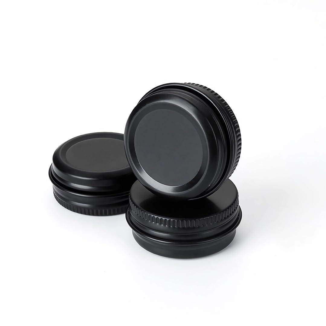 Generic LXLK 48 Pack 15ML Black Aluminum Lip Balm Tins Cans Jars Empty Refillable Containers with Screw Lid Round Travel Storage Cosmetic Storage Bottle for Powder Candle Salve Spice Cream Anti-Leakage