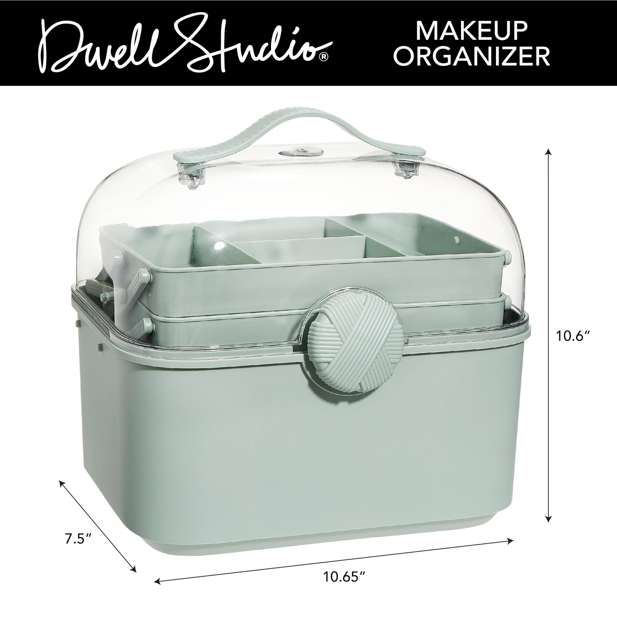 Dwell Studio DwellStudio Dustproof Makeup Organizer for Cosmetics and Skincare - Stylish Storage Solution for Your Beauty Essentials, Rectangle Mint