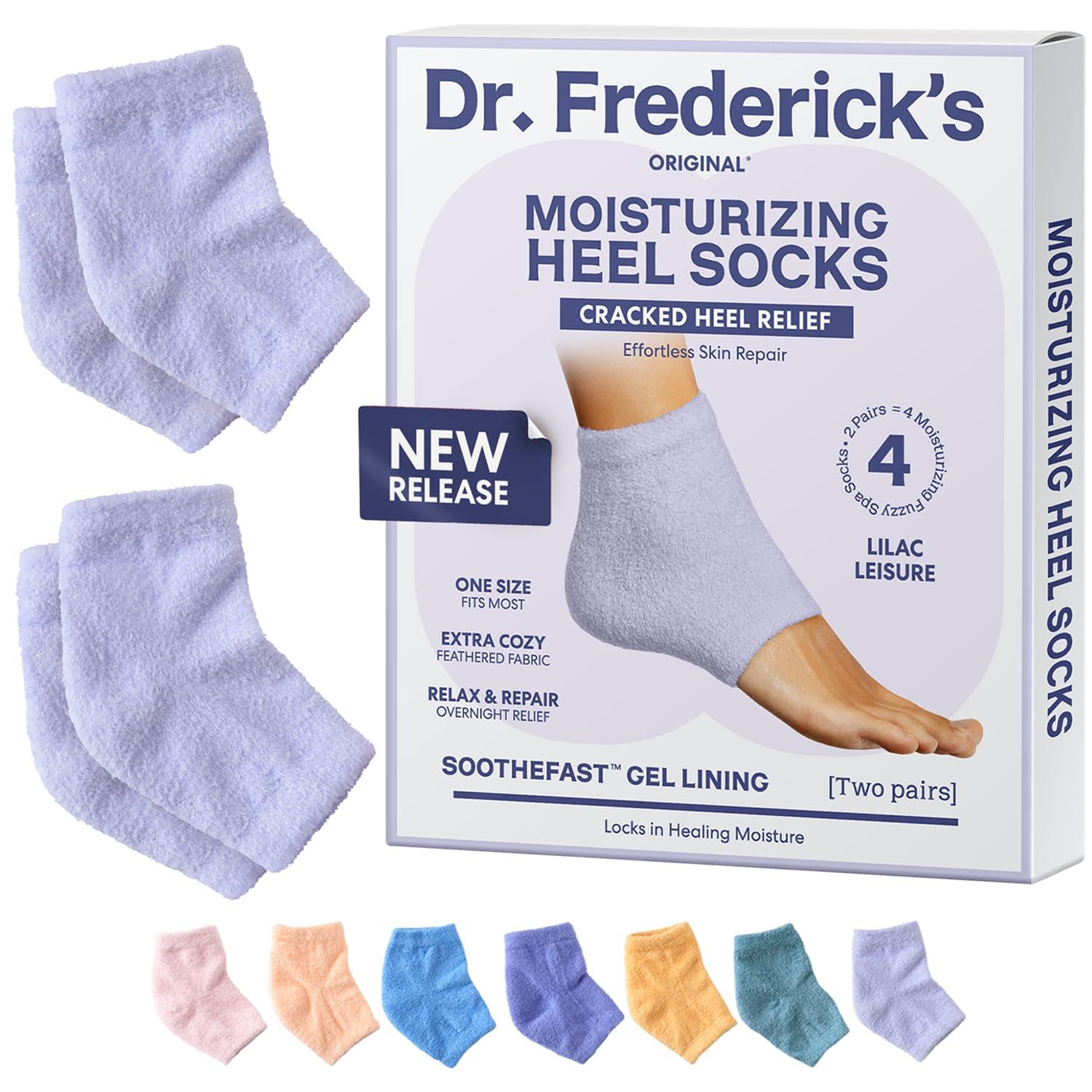 Dr. Frederick's Original Dr. Frederick's Original Moisturizing Fuzzy Heel Socks - 2 Pairs - Cozy Gel-Lined Sleep Socks for Women & Men - Soothes Dry, Cracked Feet - Heel Repair - Lilac Leisure