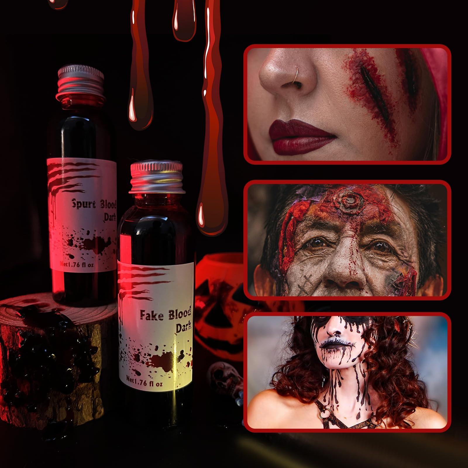 OLO guai OLO guai,NEW-Halloween high-quality zombie prank costume, makeup props, fake blood2PCS fake bloodbright and dark and blood ointment suit gift of makeup sponge and nozzle