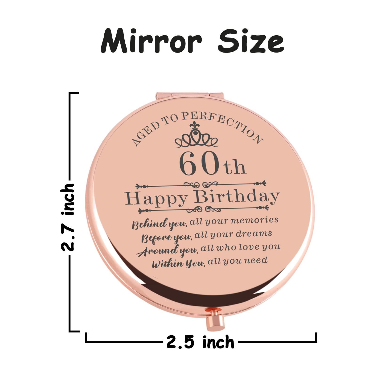 Cawnefil Cawnefil 60th Birthday Gifts for Women Rose Gold Compact Makeup Mirror Happy 60 Years Old Birthday Gifts for Women Turning 60th Birthday Gift for Mom Grandma 60th Birthday Gift Ideas