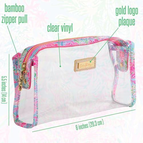 Lilly Pulitzer Lilly Pulitzer Clear Zipper Pouch, Cute Pencil Case for Adults, Travel Toiletry Bag, Small Pouch Bag for Supplies, Makeup or Toiletries (Cay to My Heart)