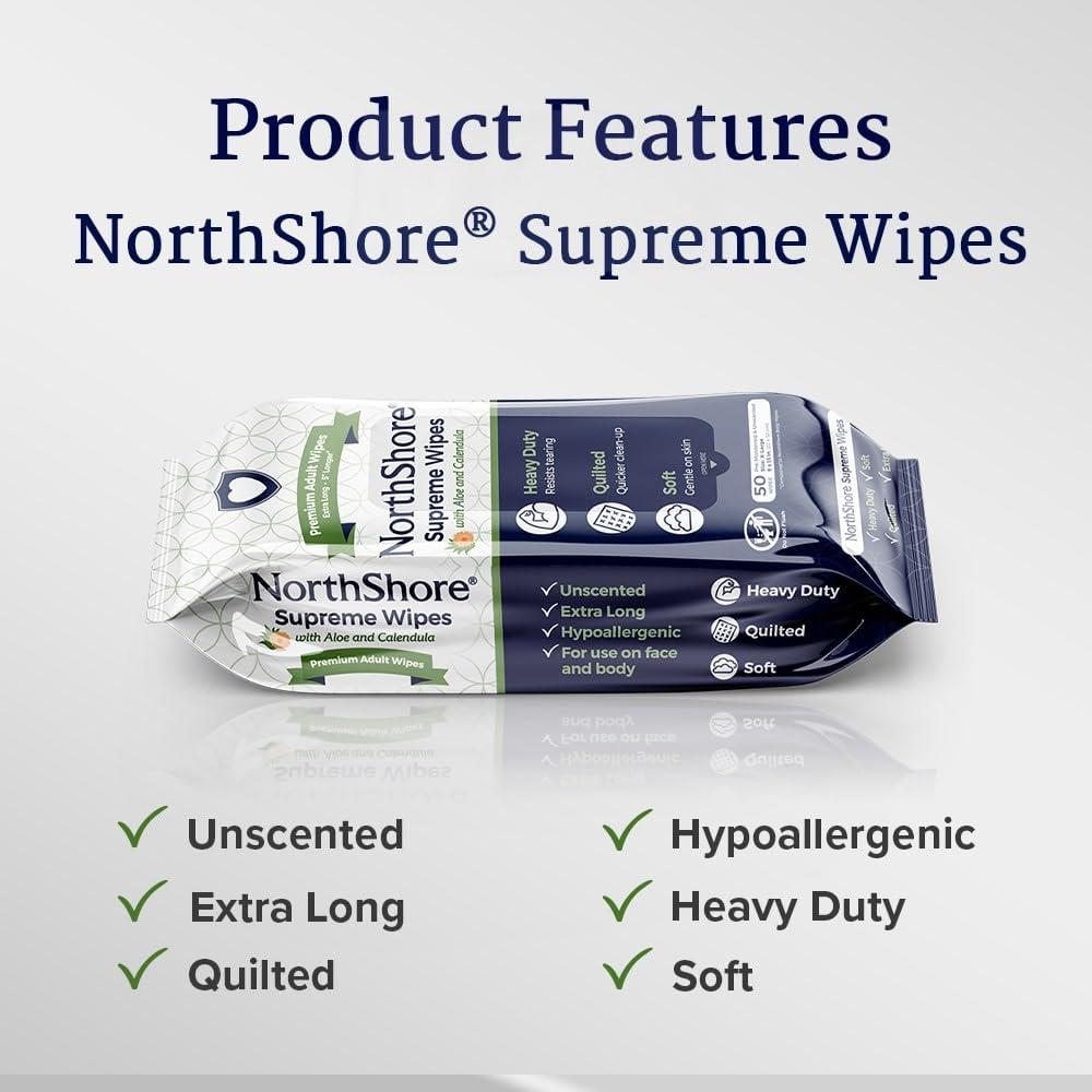 NorthShore NorthShore Supreme Heavy-Duty Quilted Wipes, X-Large, Travel Packs, Case/120 (12/10s)