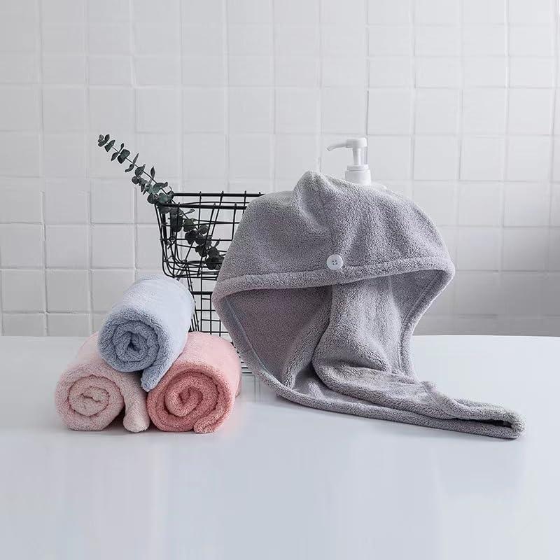 Generic Microfiber Hair Towel, 3 Pack Hair Turbans for Wet Hair, Drying Hair Wraps for Curly Hair Women Anti Frizz, Blue, Grey, Pink