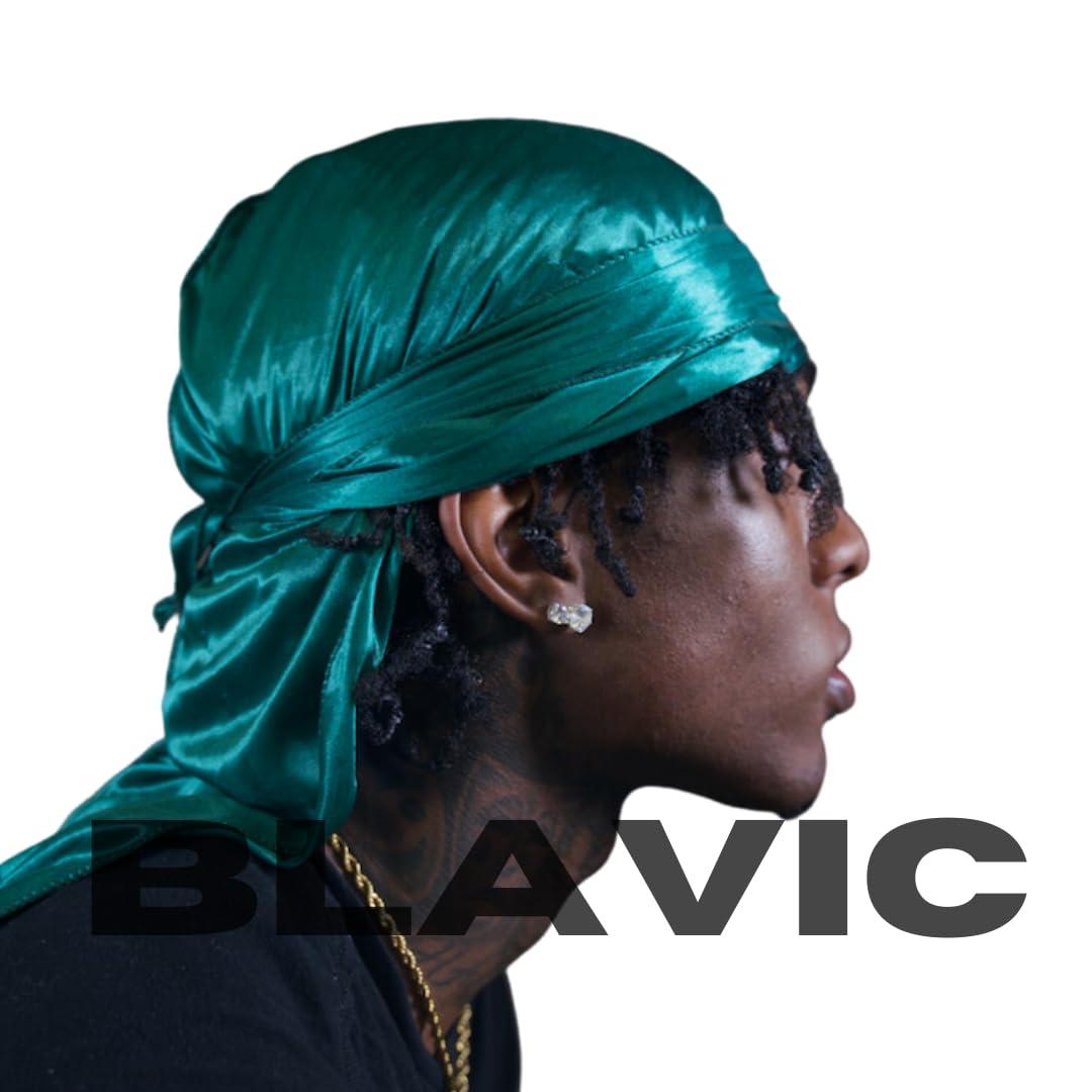 Blavic Blavic Durag For Braids, Locs, And Twist - Silk Durag for Men, Long Double Wide Straps, Outside Seam Triple Stitch Du Rag (Emerald)