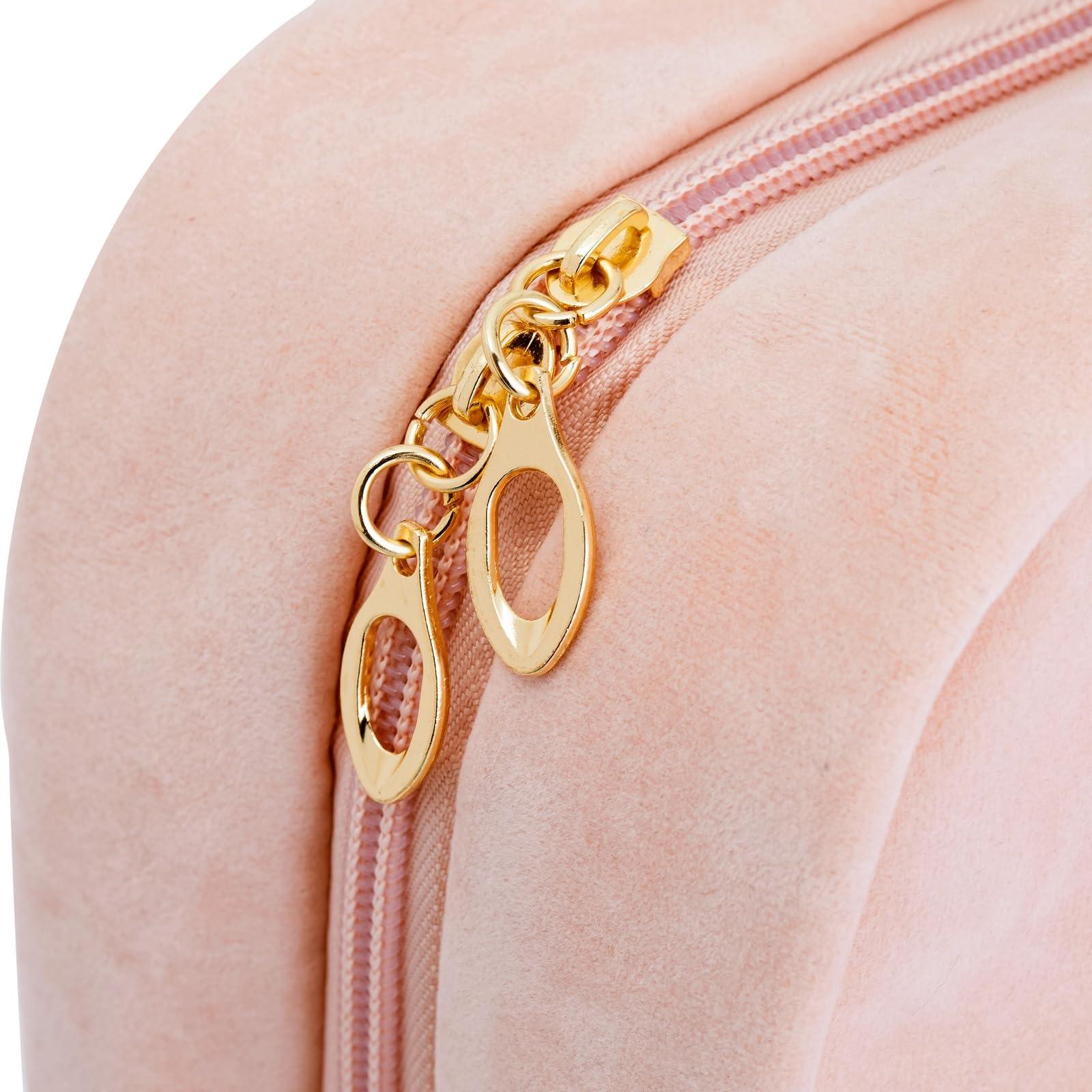 Glamlily Glamlily Large Roll Up Hanging Toiletry Bag For Women, Pastel Pink Makeup Travel Organizer with S Hook for Cosmetics, Hair Accessories, Razors (13x4.5x9.75 In)