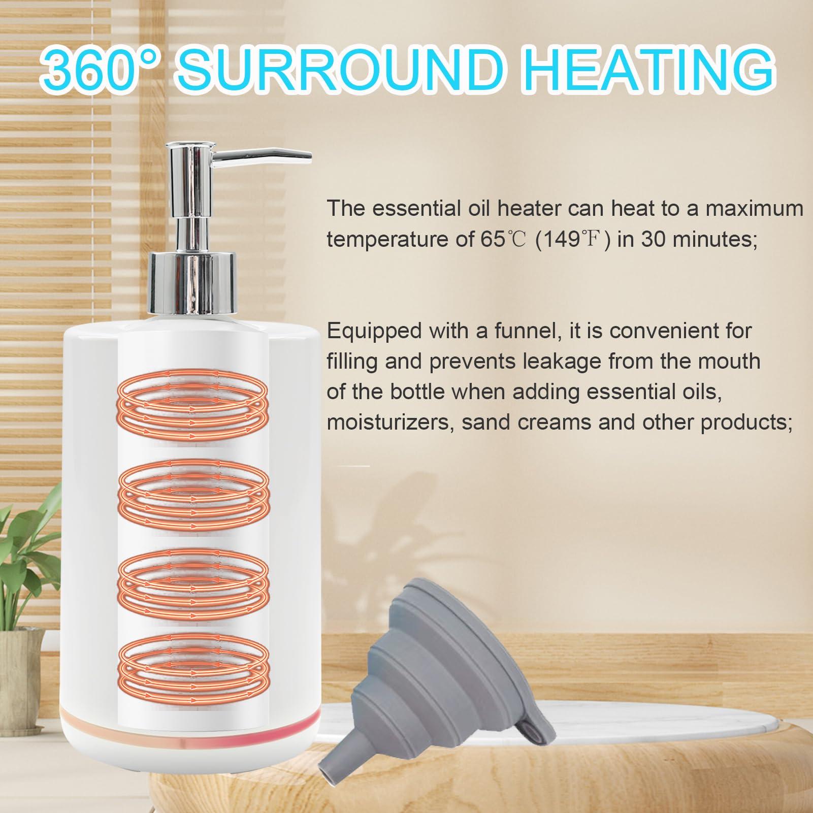 JOJOCOSMO Massage Oil Warmer with Two Oil Bottle Dispenser,Spa Oil Warmer, Salon Equipment Dispenser Heater, with Gradient Atmosphere Lamp and Funnel, / Switchable Display, for Home Pro Salon Spa Massage
