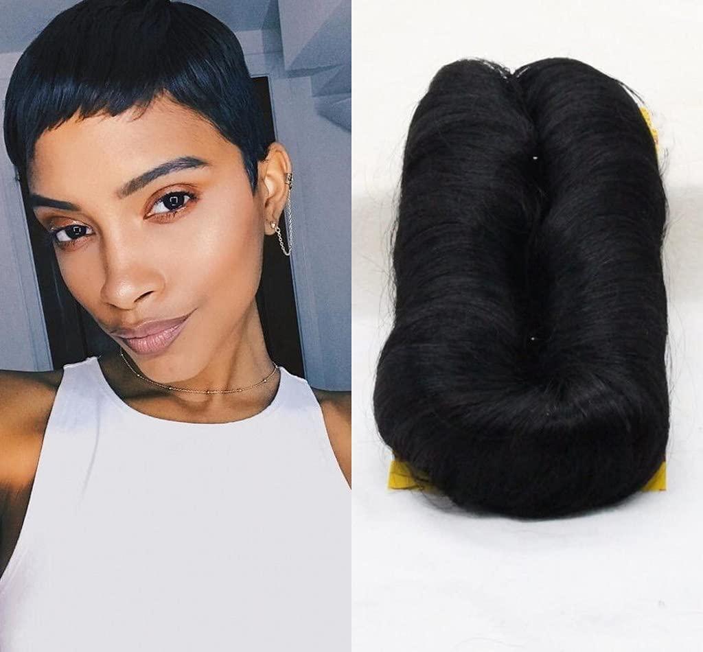 Cilava Black Human Hair 27 Piece Quick Weave Bump Hair with Free Closure,Short Hair Pieces For Black Women (1B)