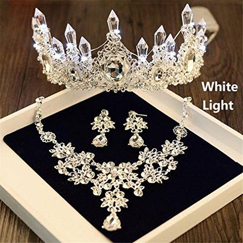 Bridal headdress Luminous Crown Women Brithday Party Wedding Hair Decorations Led Lights Tiara Crown Bride Flower Queen Crown Hair 158 Blue Light