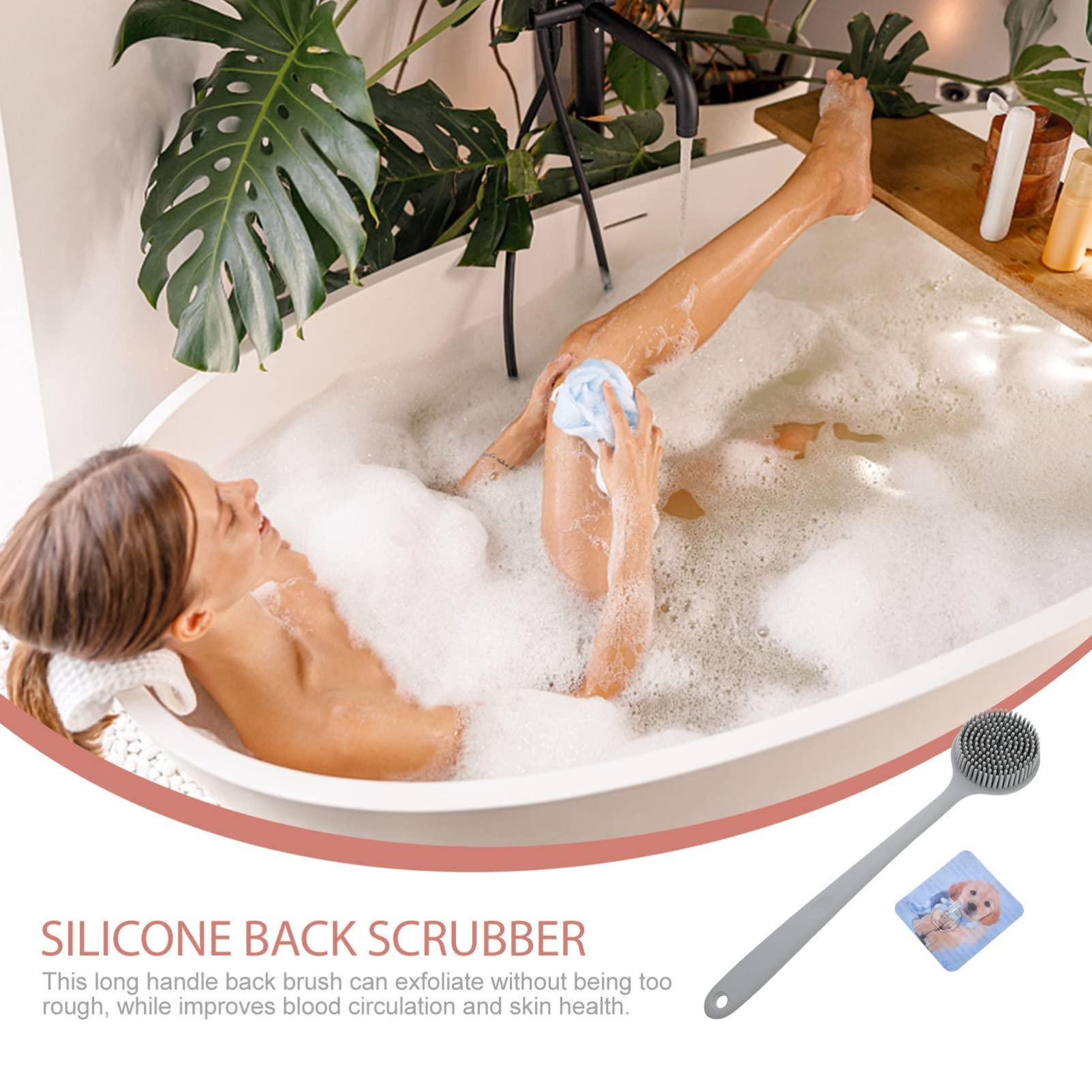 minkissy minkissy Silicone Bath Brush Shower Back Brush Silicone Body Scrubbers for Use in Shower Back Scrubber for Shower Back Massage Brush Bath Scrub Brush Handle Brush Detachable Man