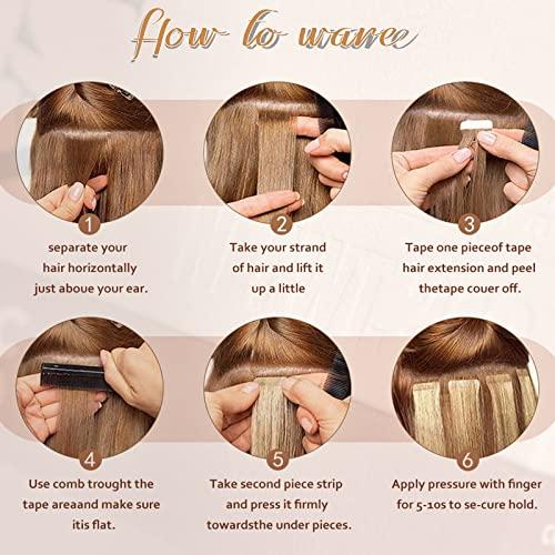 ITSPUTAO Tape in Hair Extenions Chocolate Brown 100% Remy Human Hair Tape in Straight Seamless Skin Weft Tape Hair Extensions Real Natural Hair Extensions 50g 20Pcs ?22 inches?