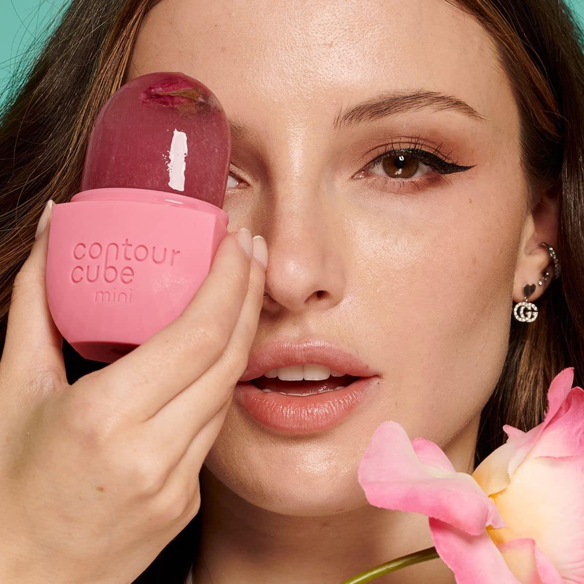 Contour Cube Contour Cube Mini - Revolutionary Ice Roller for Sculpting & De-Puffing - Face Ice Roller & Massager - Ice Mold for Face - Compact Skin Care Tools for Daily Skincare & Travel - Original Pink