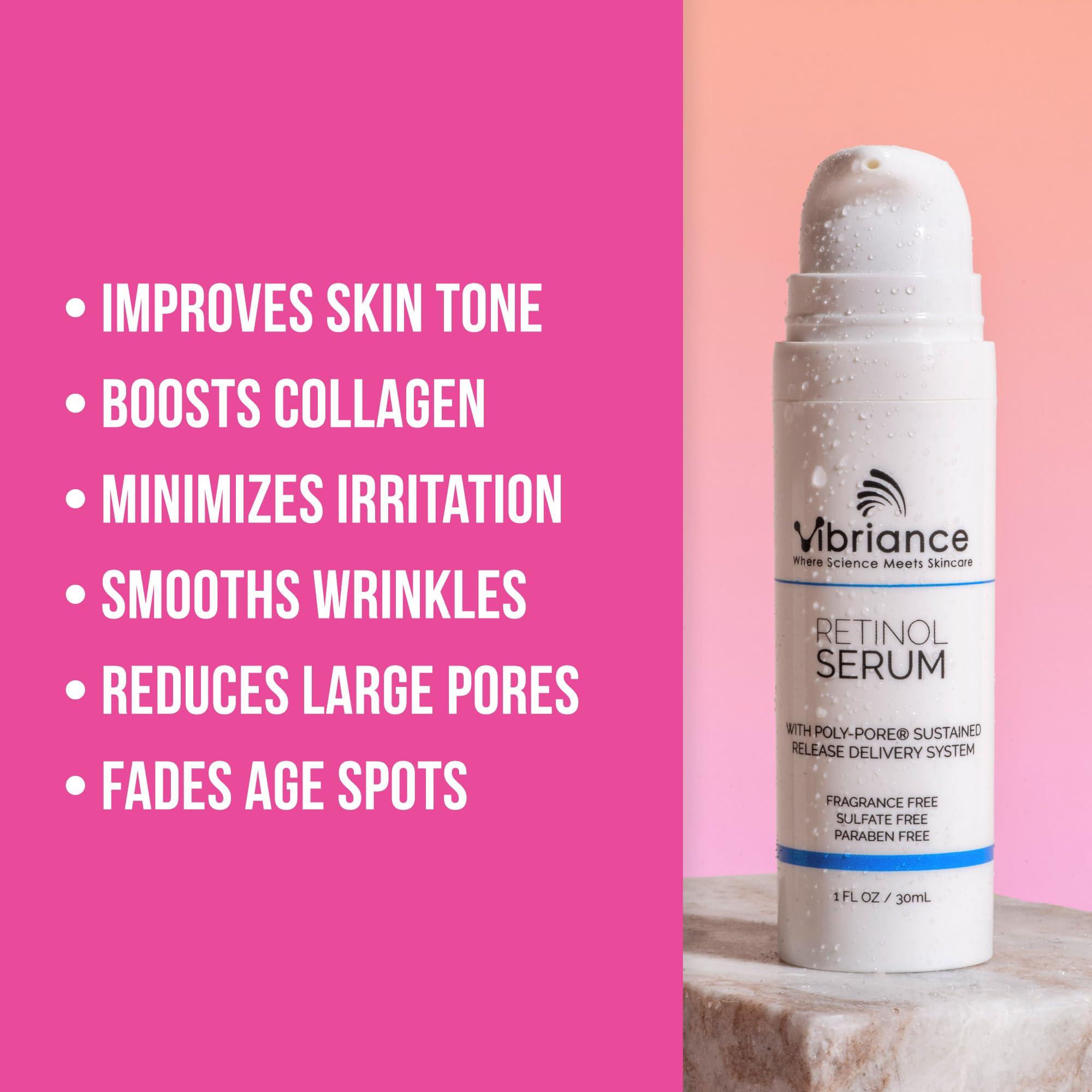 Vibriance Vibriance Retinol Serum for Face - Reduces Appearance of Deep Wrinkles and Large Pores, Enhances Tone, Improves Complexion - Sensitive, Mature Skin Night Cream - 1 fl oz