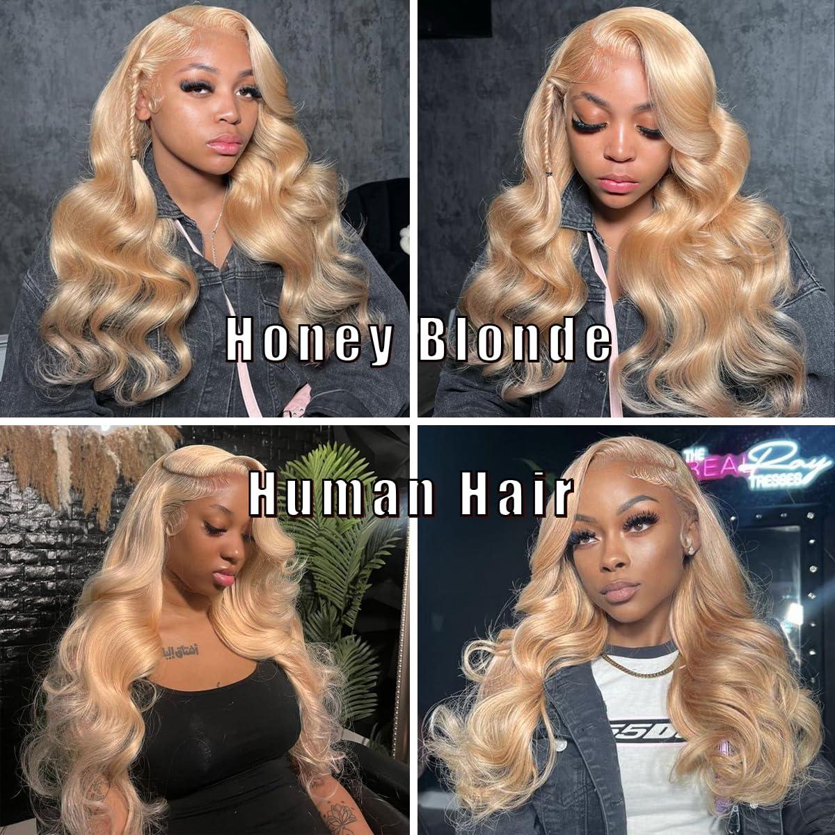 Dorabeauty DoraBeauty #27 Honey Blonde Lace Frontal 100% Unprecessed Brazilian Virgan Human Hair Body Wave 13×4 inches Frontal Ear to Ear Free Part Pre Plucked Natural Hairline with Baby Hair 12 inches