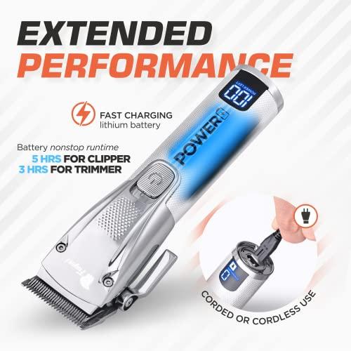 Fagaci Fagaci Hair Clippers for Men and Round Brush for Blow Out Set, Barber Clippers for Hair Cutting, Cordless Hair Clippers and Trimmers Set, Maquina de Cortar Cabello, Round Brush for Blow Drying