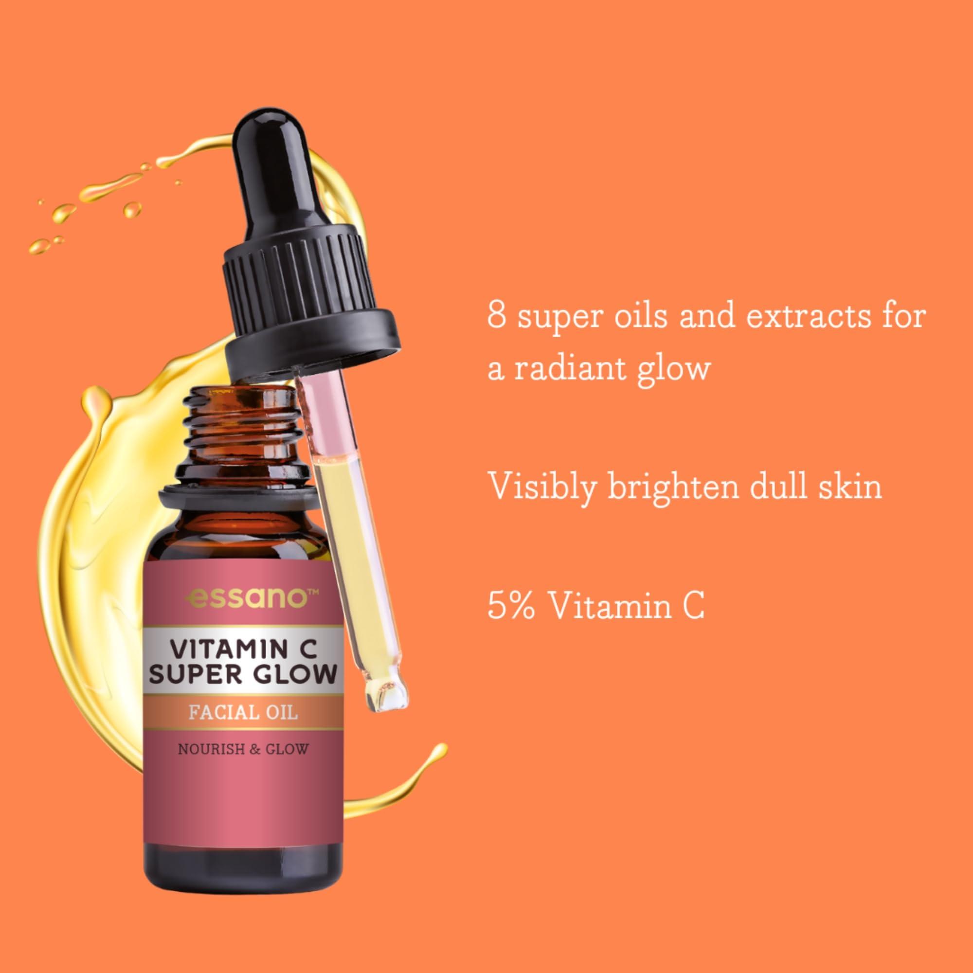 Essano Essano Vitamin C Face Oil with Turmeric & Jojoba Oil, Facial Oil for Radiant, Glowing Skin, Supports Even Skin Tone and Appearance of Dark Spots, Easily Absorbed & Lightweight, Cruelty Free, 20ml