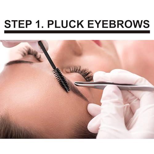 KC Republic Eyebrow Extensions Premium Kit with 1 x Trays of Mink Eyebrows in Brown Comes on Mixed Length Trays 5-8 Mm Mix, Eyebrow Premium Glue Clear & Dual Pack (Straight & Curved Tip) Extension Tweezers