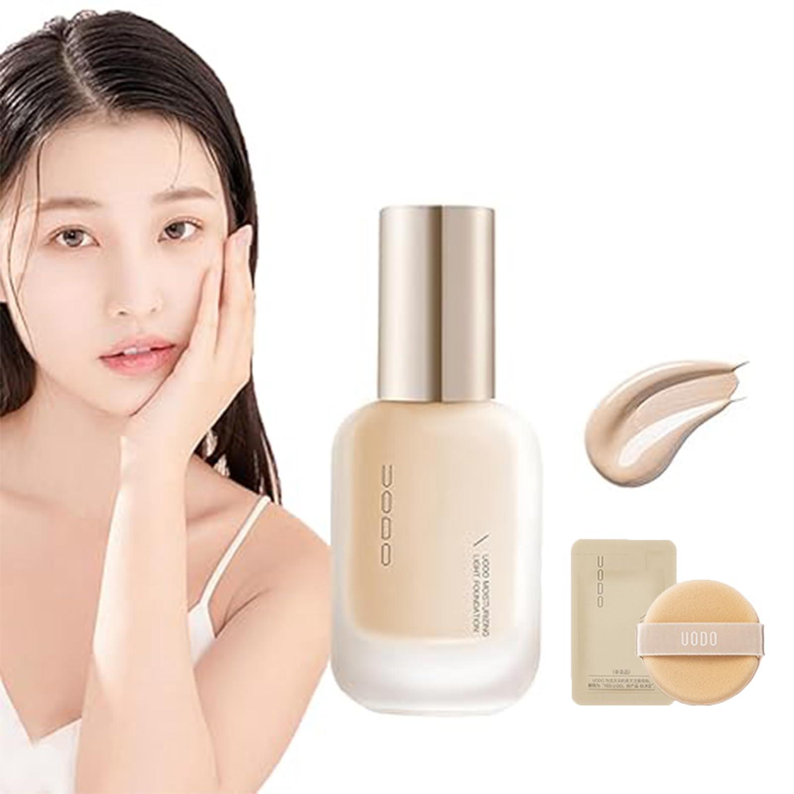 Oplviude UODO Liquid Foundation - UODO Moisturizing Light Foundation/UODO Matte Long Lasting Foundation, UODO Foundation, Invisible Foundation Makeup Uodo, Uodo Maquillaje (Moisturizing W02 Brighten)