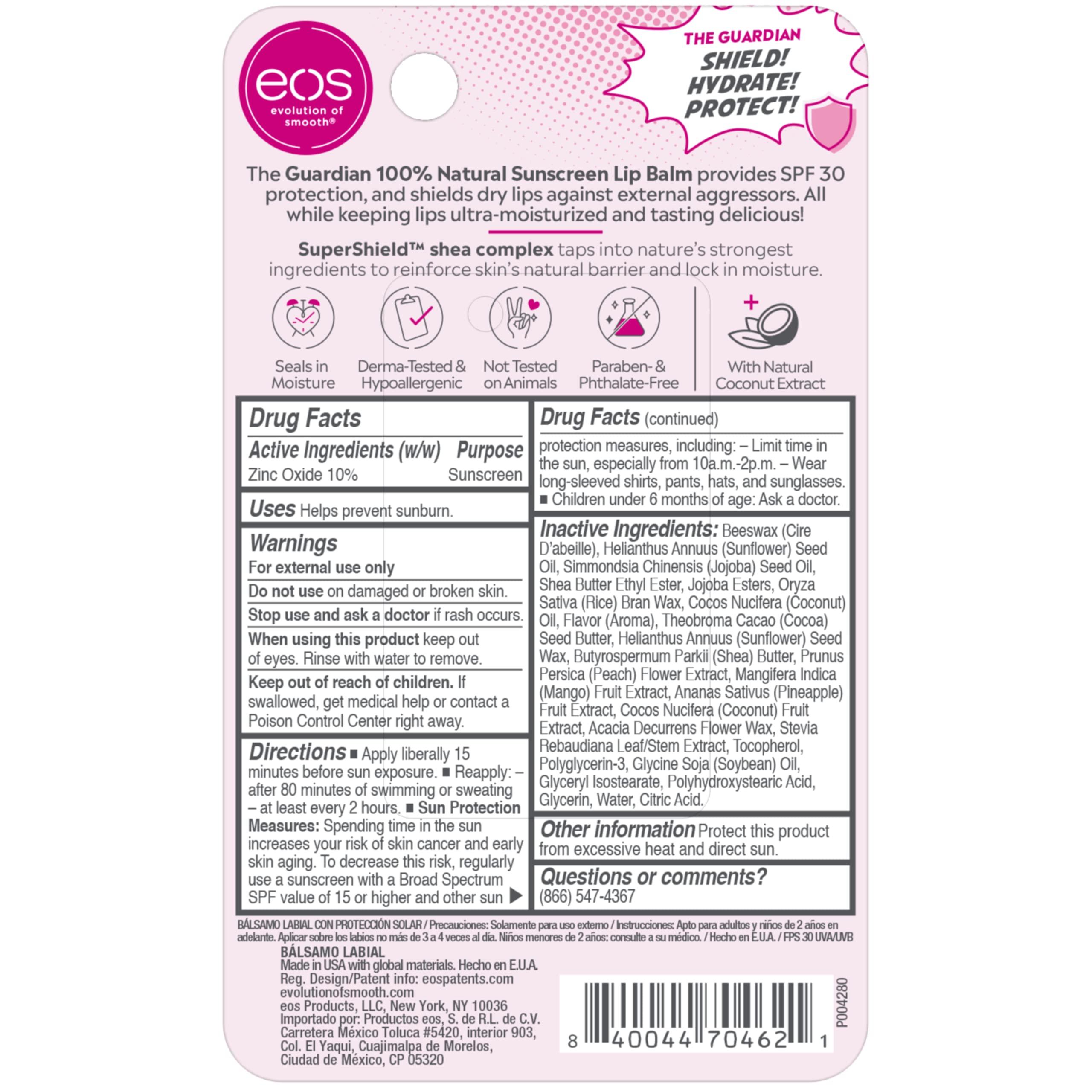 eos eos Sun Protect - Coconut | Lip Balm with SPF 30 Protection and Water Resistant | Lip Care to Nourish Dry Lips | Gluten Free | 0.14 oz