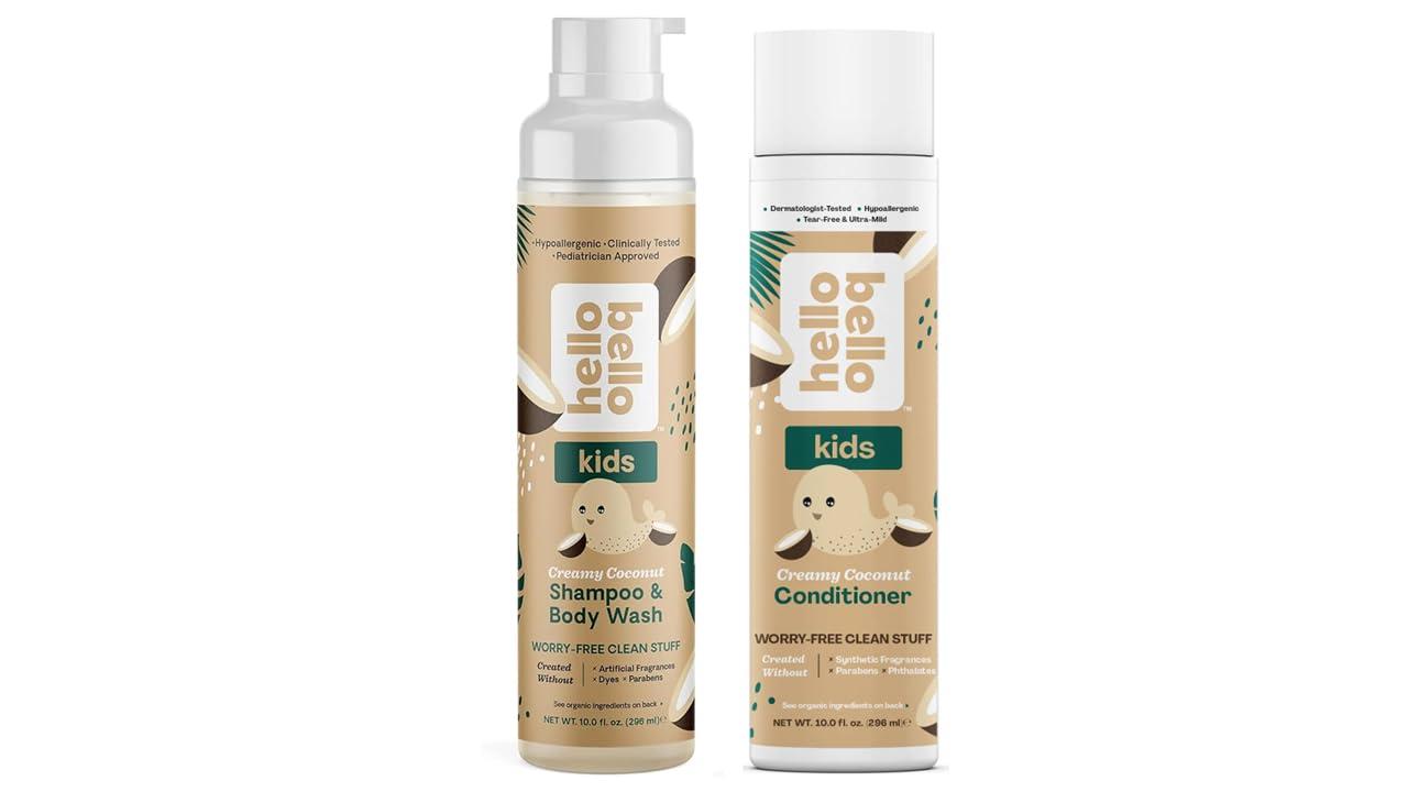 Hello Bello Hello Bello Creamy Coconut Shampoo & Body Wash - 10 oz + Conditioner - Gentle Hypoallergenic, pH-Balanced, Vegan, and Dermatologist-Tested