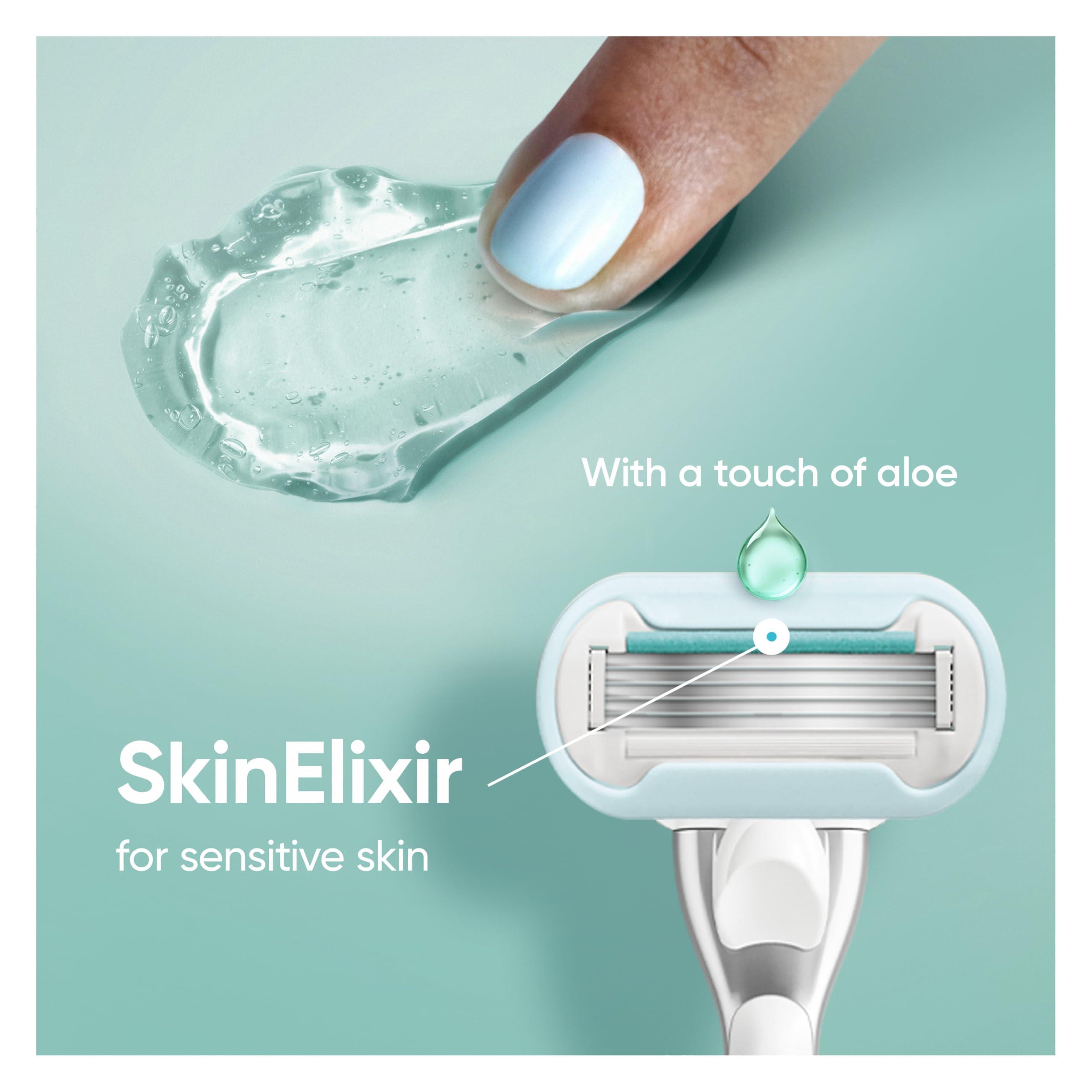 Venus Gillette Venus Extra Smooth Sensitive Razor for Women, Includes 1 Reusable Razor Handle + 2 Refills, for Sensitive Skin with Metal Handle and Shower Holder