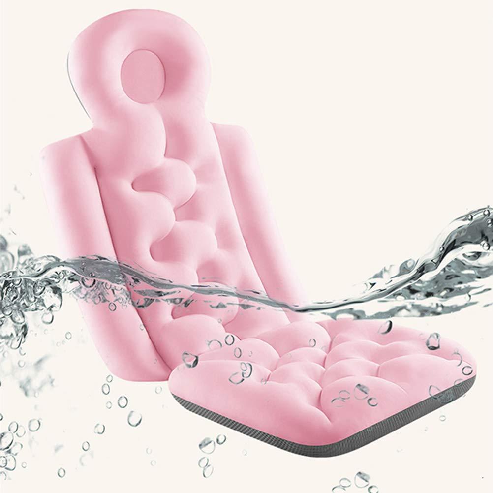 RACUT Bath Pillow Full Body Waterproof Spa Bath Pillow Comfortable Soft Thick Cushion for Head Neck Shoulder Relaxing Back Support Pink